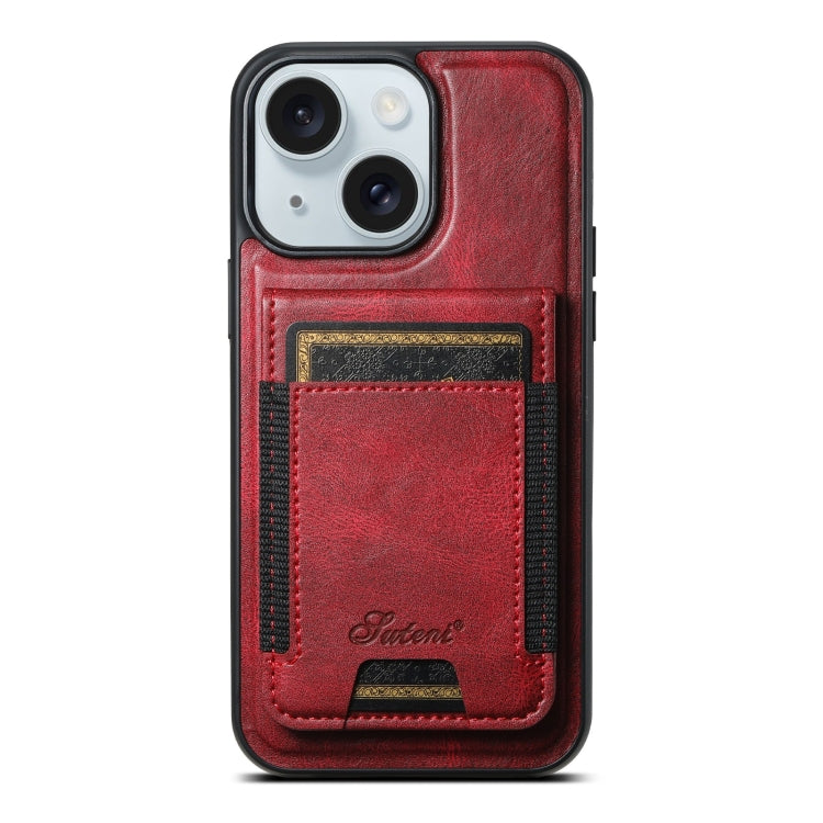 Suteni H17 Oil Eax Leather MagSafe Detachable Wallet Phone Case