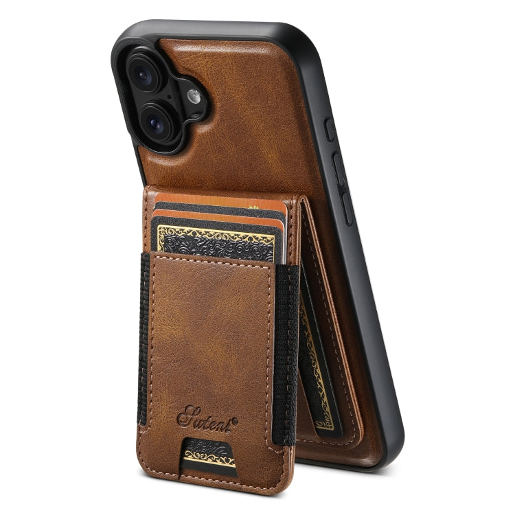 Suteni H17 Oil Eax Leather MagSafe Detachable Wallet Phone Case