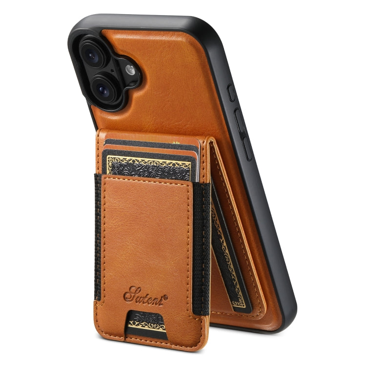 Suteni H17 Oil Eax Leather MagSafe Detachable Wallet Phone Case