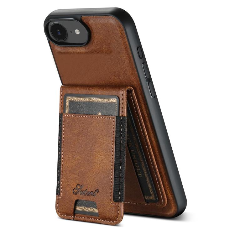Suteni H17 Oil Eax Leather MagSafe Detachable Wallet Phone Case