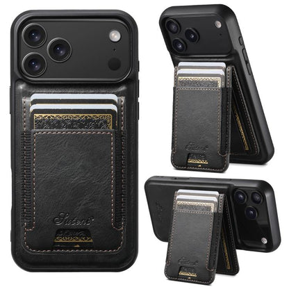 Suteni H17 Oil Eax Leather MagSafe Detachable Wallet Phone Case