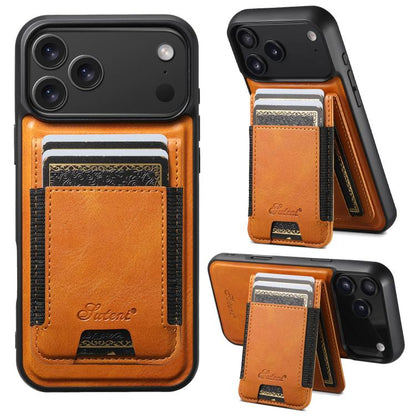 Suteni H17 Oil Eax Leather MagSafe Detachable Wallet Phone Case