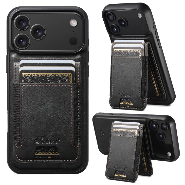 Suteni H17 Oil Eax Leather MagSafe Detachable Wallet Phone Case