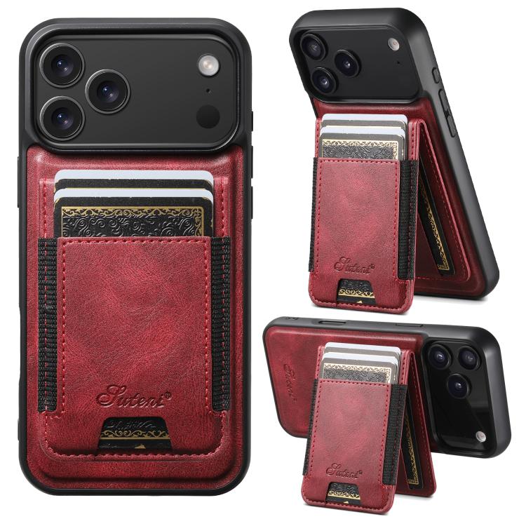 Suteni H17 Oil Eax Leather MagSafe Detachable Wallet Phone Case