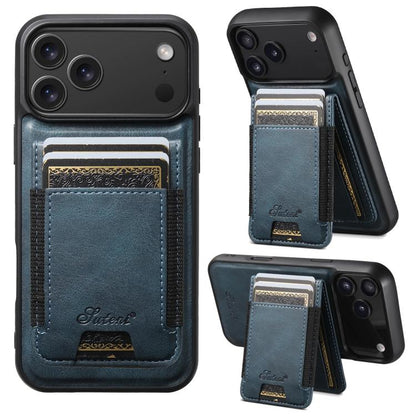 Suteni H17 Oil Eax Leather MagSafe Detachable Wallet Phone Case