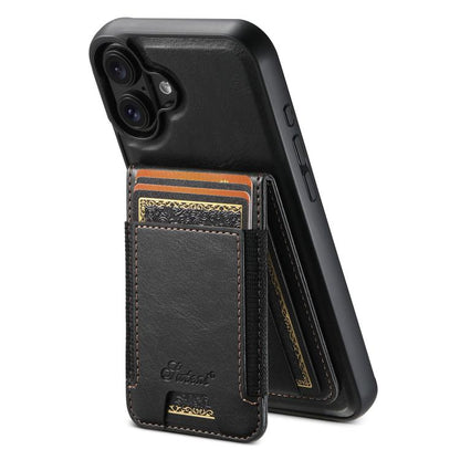 Suteni H17 Oil Eax Leather MagSafe Detachable Wallet Phone Case