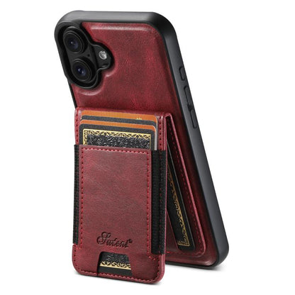 Suteni H17 Oil Eax Leather MagSafe Detachable Wallet Phone Case