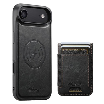 Suteni H17 Oil Eax Leather MagSafe Detachable Wallet Phone Case
