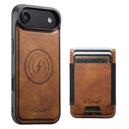 Suteni H17 Oil Eax Leather MagSafe Detachable Wallet Phone Case