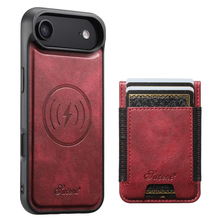 Suteni H17 Oil Eax Leather MagSafe Detachable Wallet Phone Case