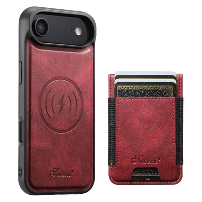 Suteni H17 Oil Eax Leather MagSafe Detachable Wallet Phone Case