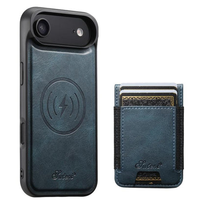 Suteni H17 Oil Eax Leather MagSafe Detachable Wallet Phone Case
