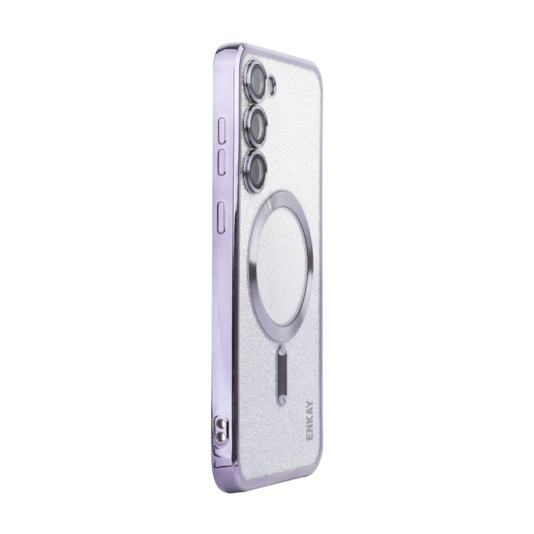 ENKAY Hat-Prince Magnetic Glitter Plated TPU Phone Case with Lens Film, For Samsung Galaxy S25 5G...