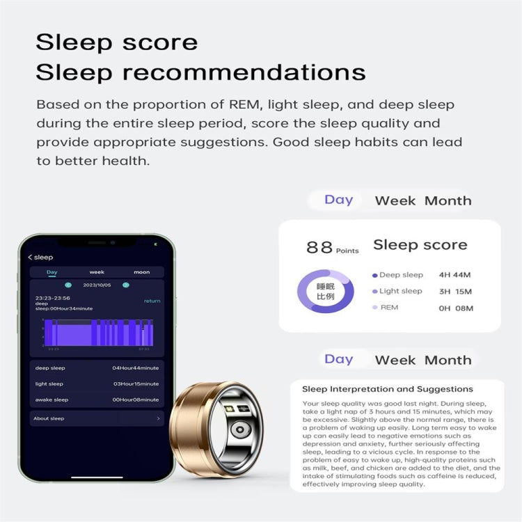 R3 SIZE 20 Smart Ring, Support Heart Rate / Blood Oxygen / Sleep Monitoring, SIZE 20