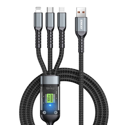 ENKAY 3-in-1 5A USB to Type-C / 8 Pin / Micro USB Fast Charging Cable with Indicator Light, Lengt...