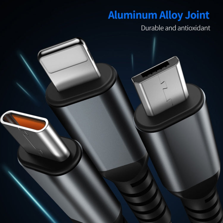 ENKAY 3-in-1 5A USB to Type-C / 8 Pin / Micro USB Fast Charging Cable with Indicator Light, Lengt...