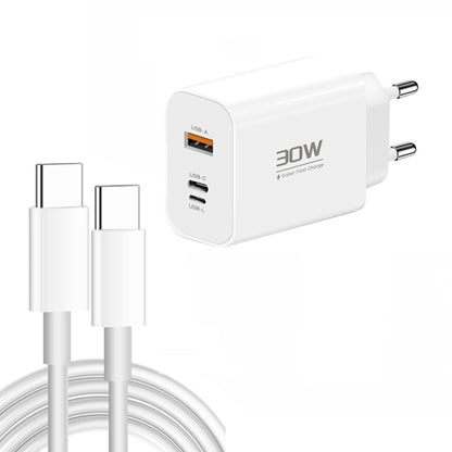 PD30W USB-C / Type-C + 8 Pin + USB Charger with Double Headed Type-C Data Cable