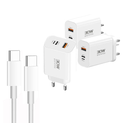 PD30W USB-C / Type-C + 8 Pin + USB Charger with Double Headed Type-C Data Cable
