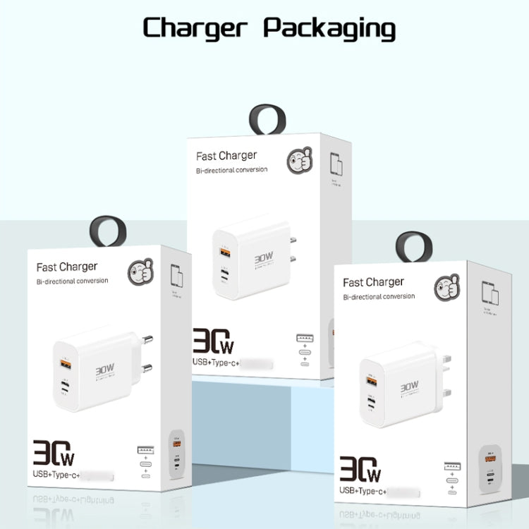 PD30W USB-C / Type-C + 8 Pin + USB Charger with Double Headed Type-C Data Cable