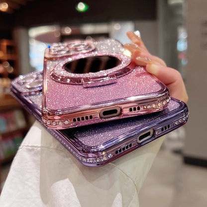 Rhinestone Mirror Glitter MagSafe TPU Phone Case, For iPhone 16 Pro Max, For iPhone 16 Pro�������...