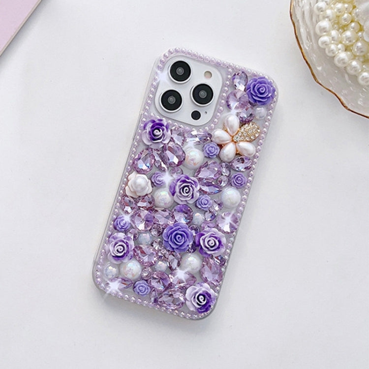 Rose Hand-set Diamond PC Phone Case, For iPhone 16e, For iPhone 16 Pro Max, For iPhone 16 Pro����...