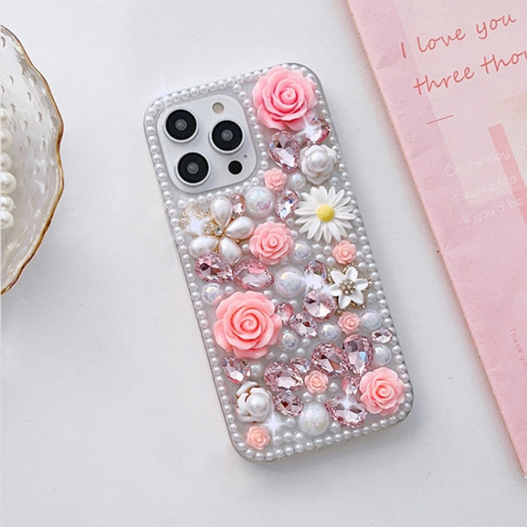 Rose Hand-set Diamond PC Phone Case, For iPhone 16e, For iPhone 16 Pro Max, For iPhone 16 Pro����...