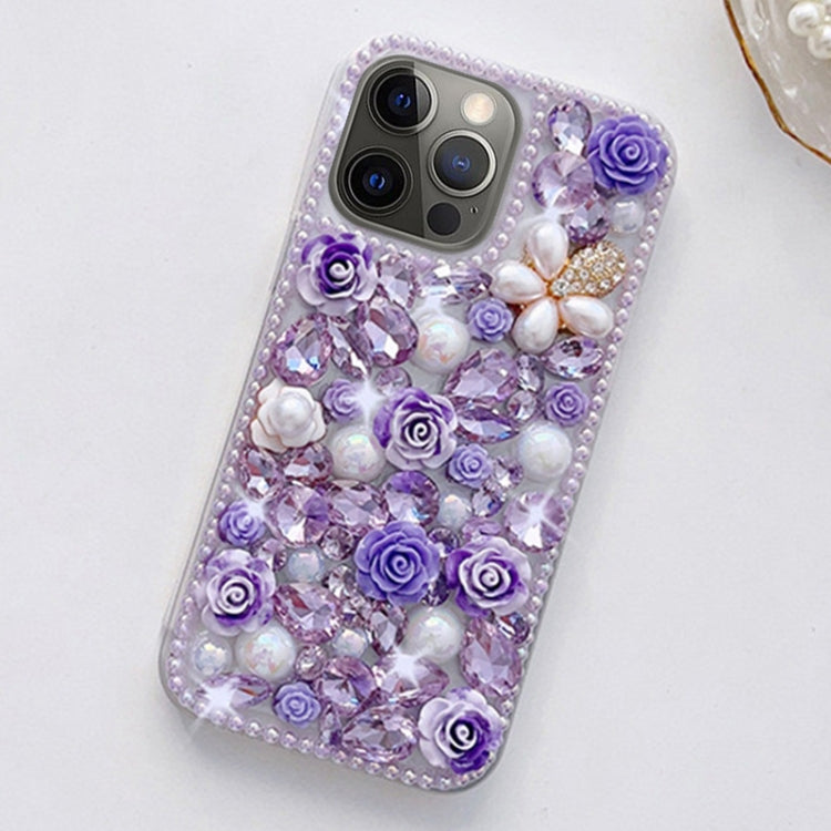 Rose Hand-set Diamond PC Phone Case, For iPhone 16e, For iPhone 16 Pro Max, For iPhone 16 Pro����...