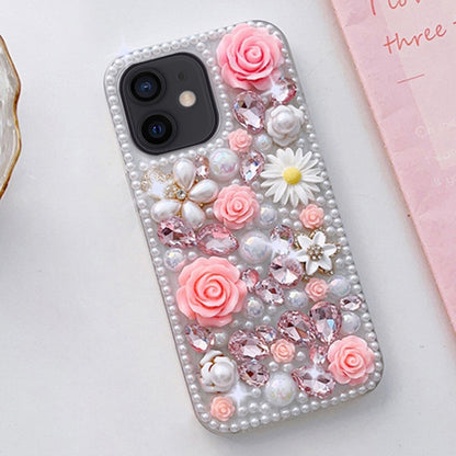 Rose Hand-set Diamond PC Phone Case, For iPhone 16e, For iPhone 16 Pro Max, For iPhone 16 Pro����...