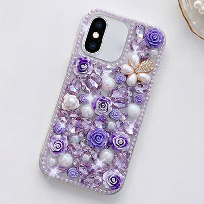 Rose Hand-set Diamond PC Phone Case, For iPhone 16e, For iPhone 16 Pro Max, For iPhone 16 Pro����...