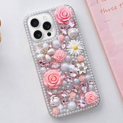 Rose Hand-set Diamond PC Phone Case, For iPhone 16e, For iPhone 16 Pro Max, For iPhone 16 Pro����...