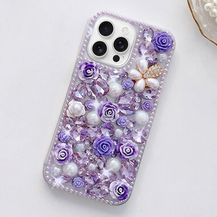 Rose Hand-set Diamond PC Phone Case, For iPhone 16e, For iPhone 16 Pro Max, For iPhone 16 Pro����...