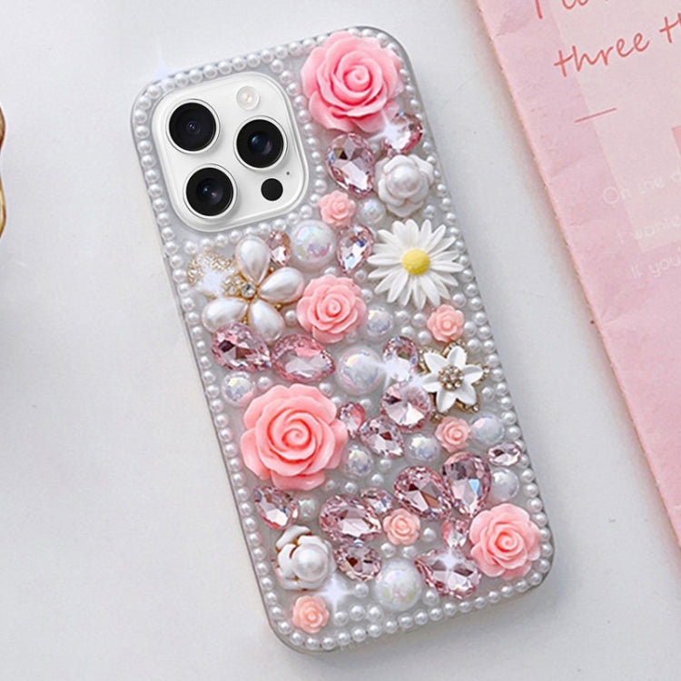 Rose Hand-set Diamond PC Phone Case, For iPhone 16e, For iPhone 16 Pro Max, For iPhone 16 Pro����...