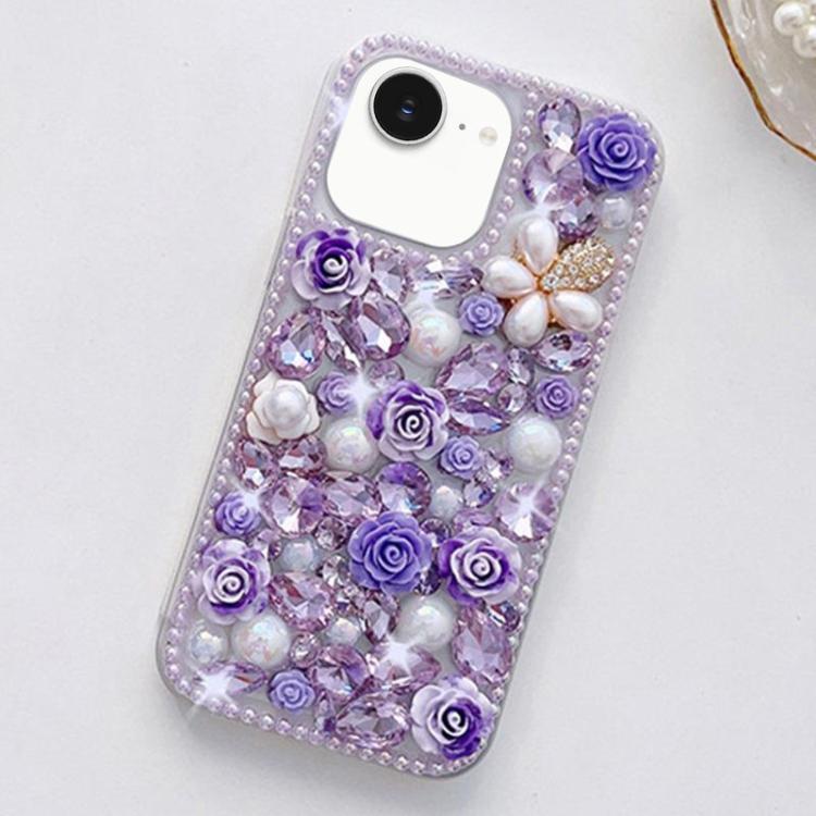 Rose Hand-set Diamond PC Phone Case, For iPhone 16e, For iPhone 16 Pro Max, For iPhone 16 Pro����...