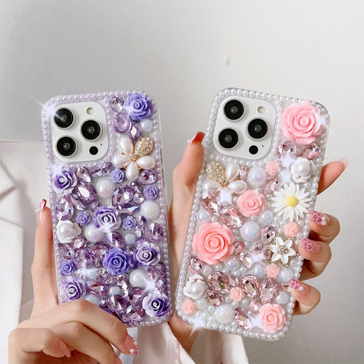 Rose Hand-set Diamond PC Phone Case, For iPhone 16e, For iPhone 16 Pro Max, For iPhone 16 Pro����...