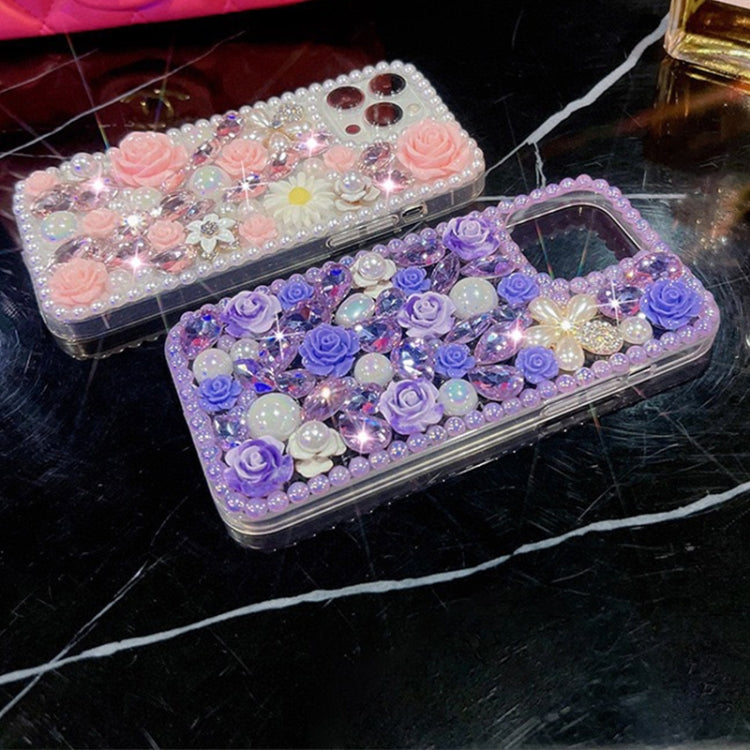 Rose Hand-set Diamond PC Phone Case, For iPhone 16e, For iPhone 16 Pro Max, For iPhone 16 Pro����...