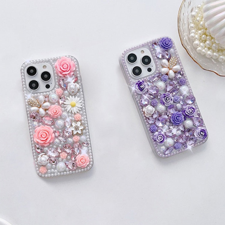 Rose Hand-set Diamond PC Phone Case, For iPhone 16e, For iPhone 16 Pro Max, For iPhone 16 Pro����...