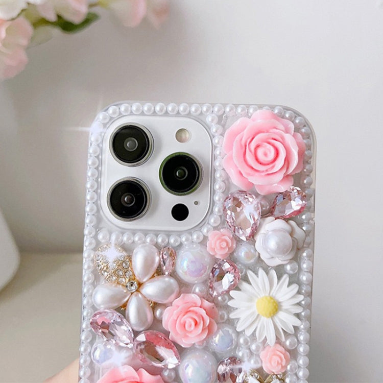 Rose Hand-set Diamond PC Phone Case, For iPhone 16e, For iPhone 16 Pro Max, For iPhone 16 Pro����...