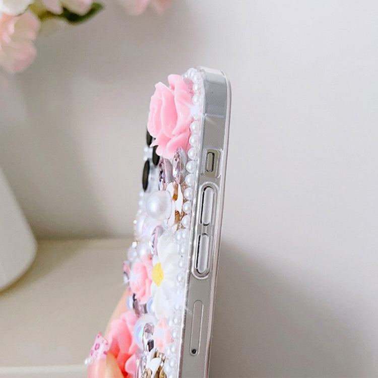 Rose Hand-set Diamond PC Phone Case, For iPhone 16e, For iPhone 16 Pro Max, For iPhone 16 Pro����...