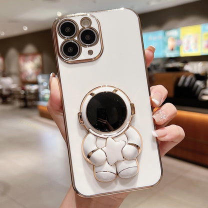 Embrace Stars Electroplating Astronaut Holder Phone Case, For  iPhone 13 mini, For iPhone 12�����...