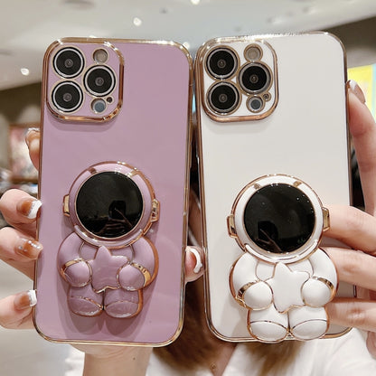 Embrace Stars Electroplating Astronaut Holder Phone Case, For iPhone 16 Pro Max, For iPhone 16 Pr...