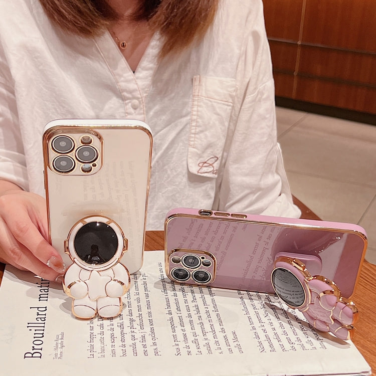 Embrace Stars Electroplating Astronaut Holder Phone Case, For iPhone 16 Pro Max, For iPhone 16 Pr...