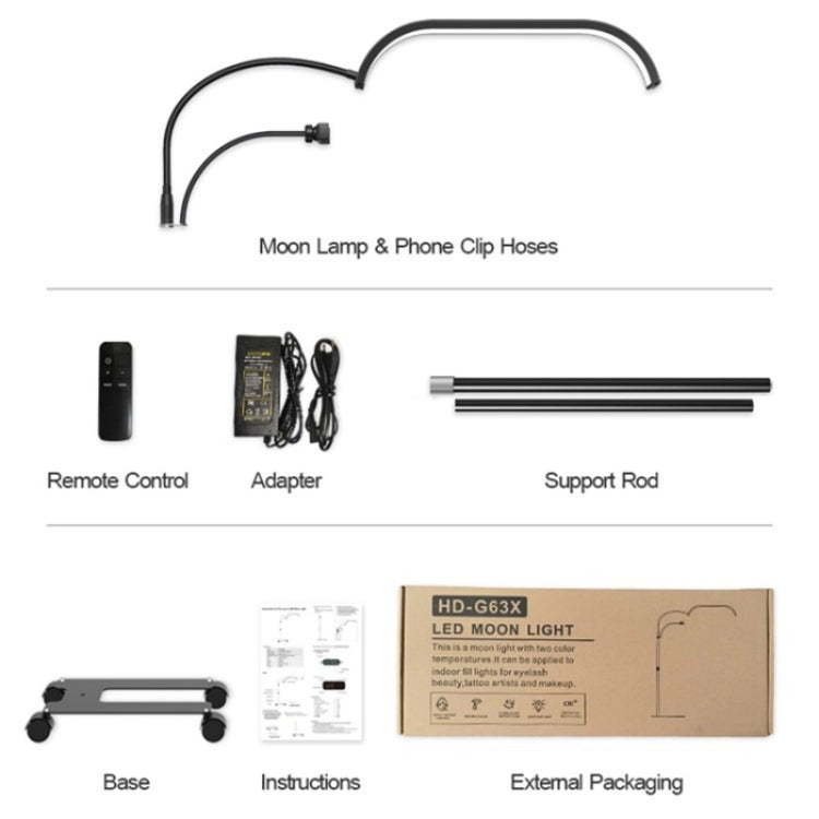 HD-G63X Floor Standing Remote Dimming LED Moon Lamp Manicure Eyelash Beauty Lamp, US Plug, UK Plu...