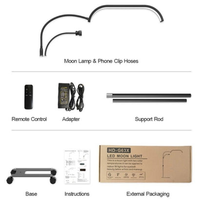 HD-G63X Floor Standing Remote Dimming LED Moon Lamp Manicure Eyelash Beauty Lamp, US Plug, UK Plu...