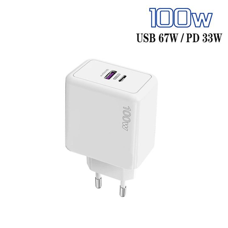 USB 67W / Type-C PD 33W Super fast Charging Full Protocol Mobile Phone Charger, EU Plug, EU Plug