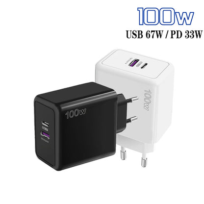USB 67W / Type-C PD 33W Super fast Charging Full Protocol Mobile Phone Charger, EU Plug, EU Plug