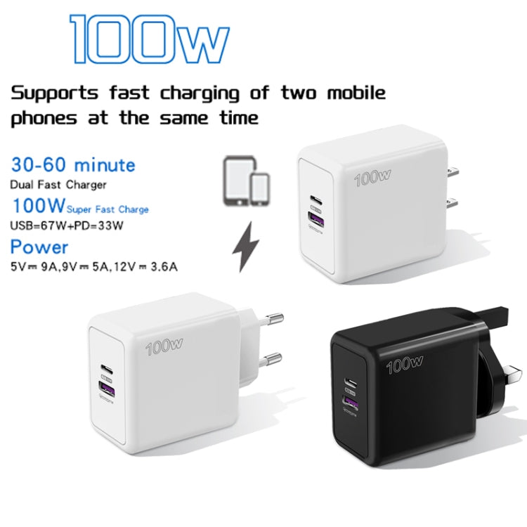 USB 67W / Type-C PD 33W Super fast Charging Full Protocol Mobile Phone Charger, EU Plug, EU Plug