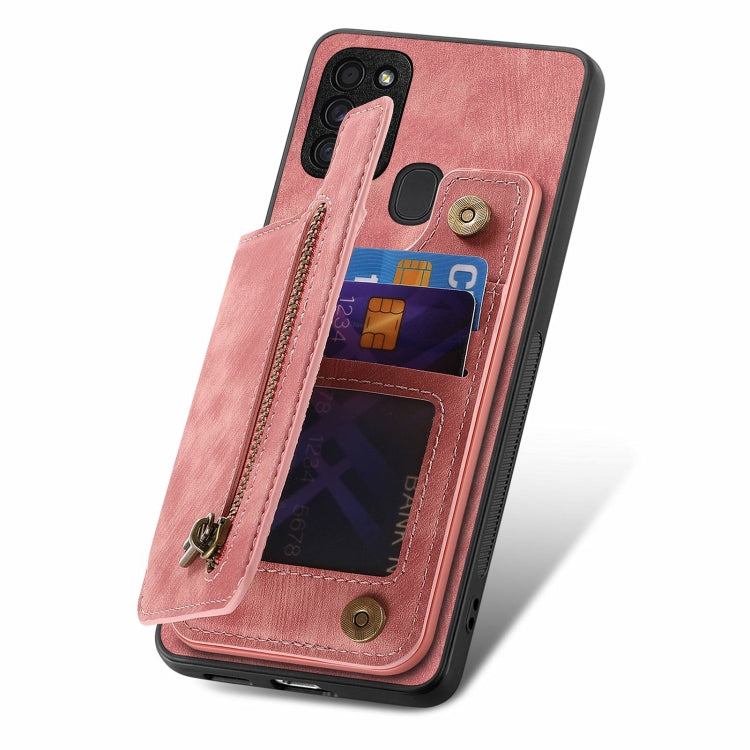 Retro Leather Zipper Wallet Back Phone Case