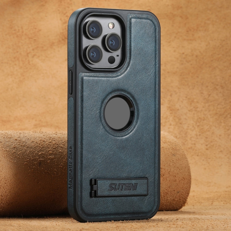 Suteni G2 Magsafe Oil Wax Leather Back Phone Case with Holder, For iPhone 16 Pro Max�������������...