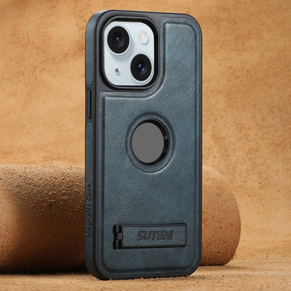 Suteni G2 Magsafe Oil Wax Leather Back Phone Case with Holder, For iPhone 16 Pro Max�������������...