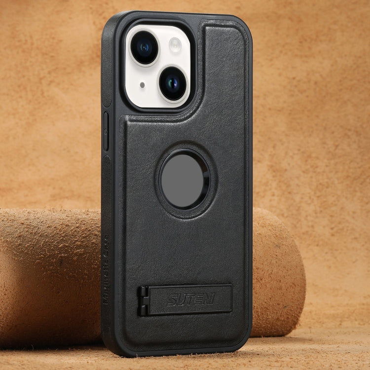 Suteni G2 Magsafe Oil Wax Leather Back Phone Case with Holder, For iPhone 16 Pro Max�������������...